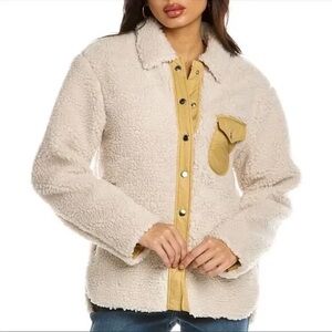 rag & bone Off-White Teddy Jacket with Beige Accents